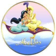 920RZ imagine rotunda pe foaie de icing cu Aladdin si printesa Jasmine D20cm